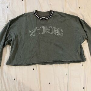 American Eagle Outfitters Wyoming Graphic Crop Top - Green